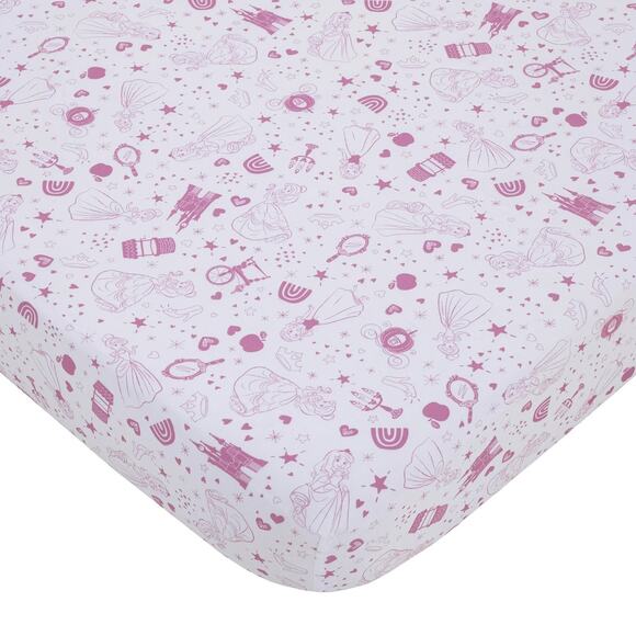 DISNEY Baby - Dare to Dream White and Pink Fitted Crib Sheet, 28"x52x8". - Picture 5 of 8